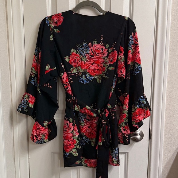 Vintage Betsey Johnson rayon black and pink floral - Picture 5 of 5